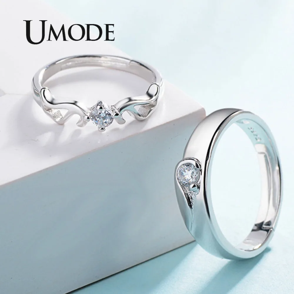 Женское кольцо манжета с фианитом UMODE Открытое прозрачным кубическим цирконием