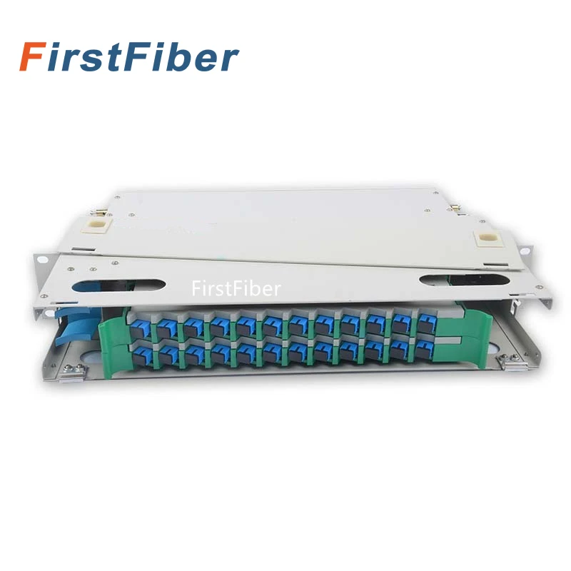24 core SC FC LC APC UPC ODF FDU Full Loaded, fiber patch panel splitter With Adapters,Pigtails and All Installation Accessories