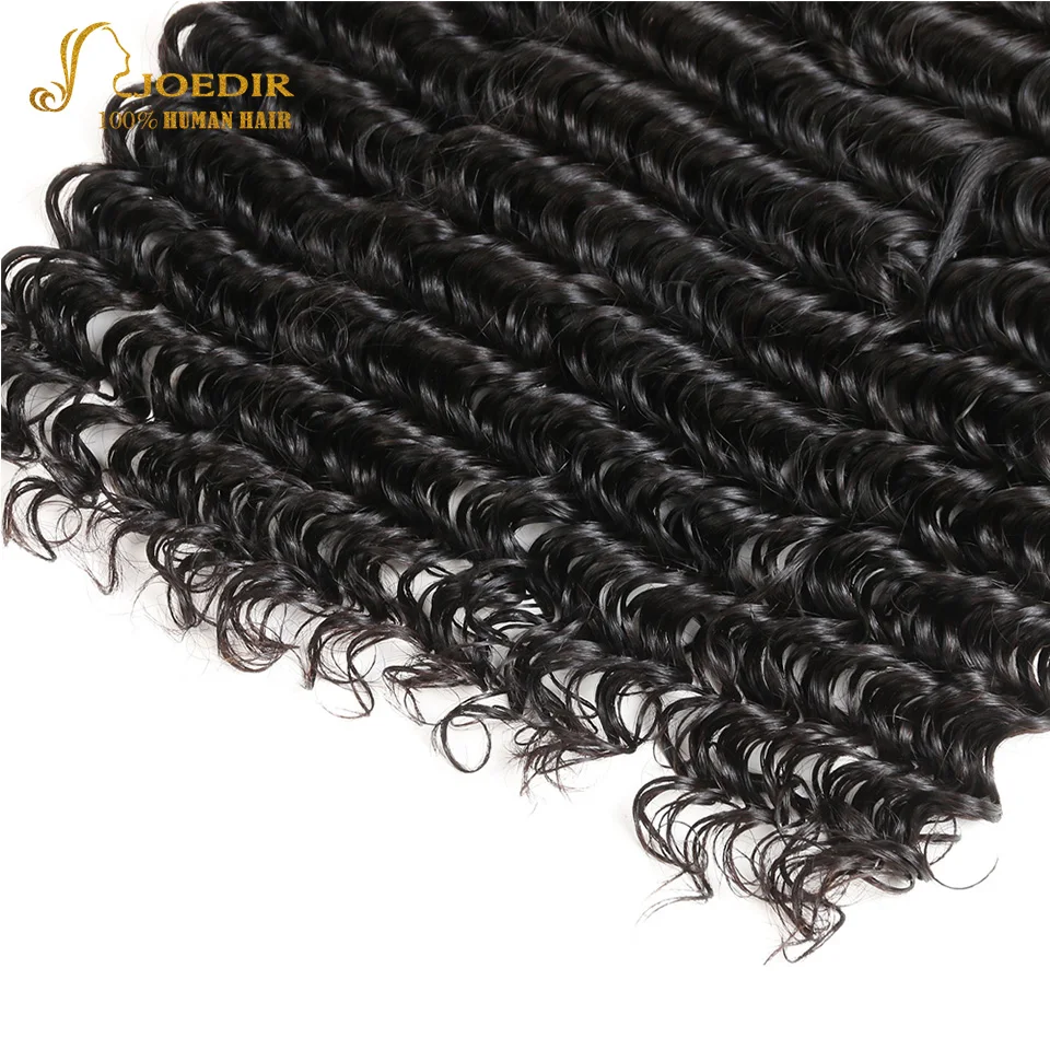 JOEDIR Hair 4 Bundles Deals Malaysian Deep Wave Extensions 10 To 26 Inch Non Remy Natural Black Human | Шиньоны и парики