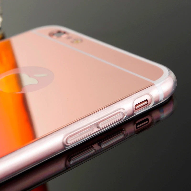 Роскошный блестящий зеркальный чехол из розового золота для Iphone 6 6S Plus 5