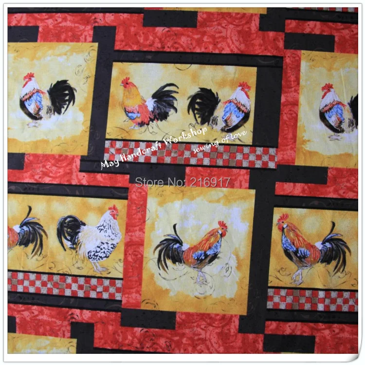 

Новинка! Хлопковая ткань с дизайном петуха, 1 ярд/упаковка, ткани с принтом для SewingTilda, ткани, комплект кровати «сделай сам», текстиль, занавес...