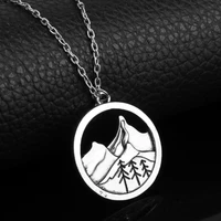 heyu norse viking jewelry round hollow mountain pendant sliver color link chain mens necklace amulet handmade necklace