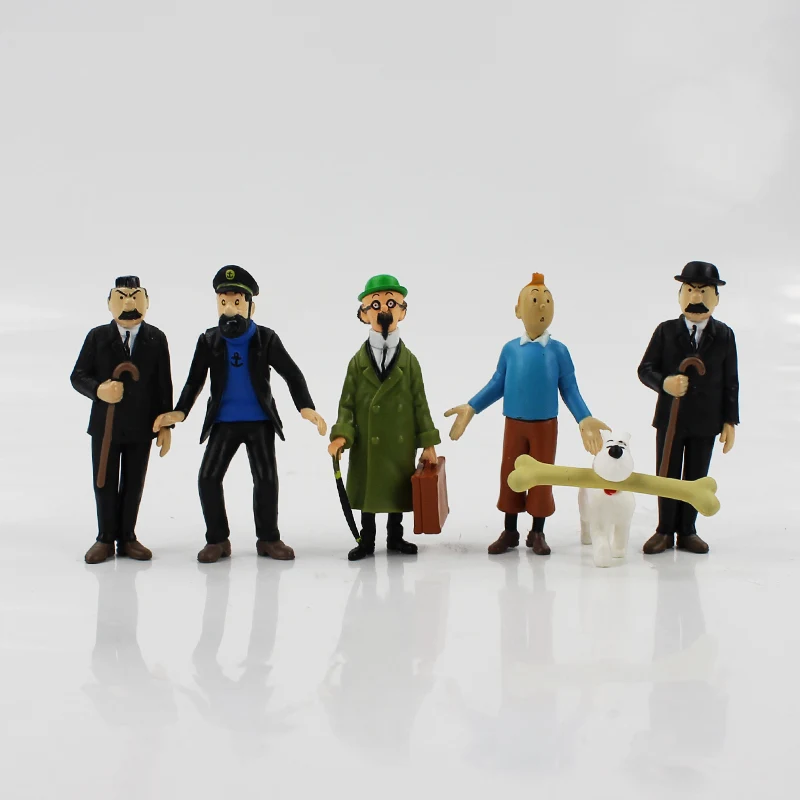 Экшн фигурки из ПВХ Приключения Тинтина Коллекционная модель кукла игрушки для