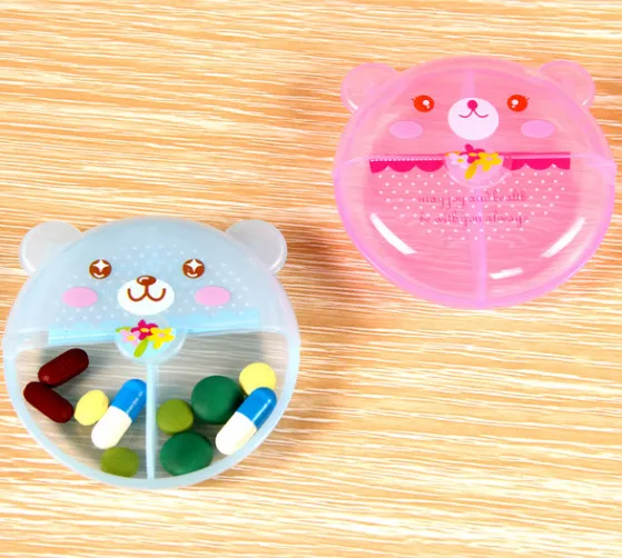2 шт. медведь мультфильм комплект для размещения двух пластиковые таблетки