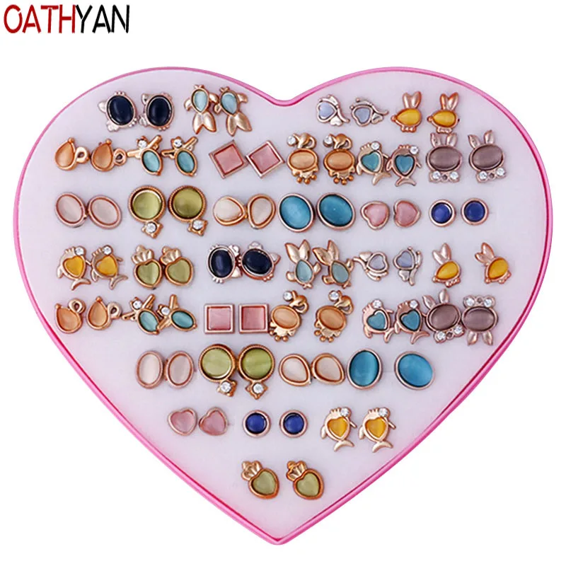 Серьги-гвоздики OATHYAN 36 Пары/компл. Женские винтажные с опалом Ювелирные изделия