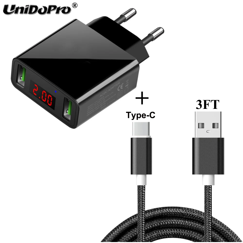 Зарядное устройство переменного тока с 2 USB портами и европейской вилкой макс. А +