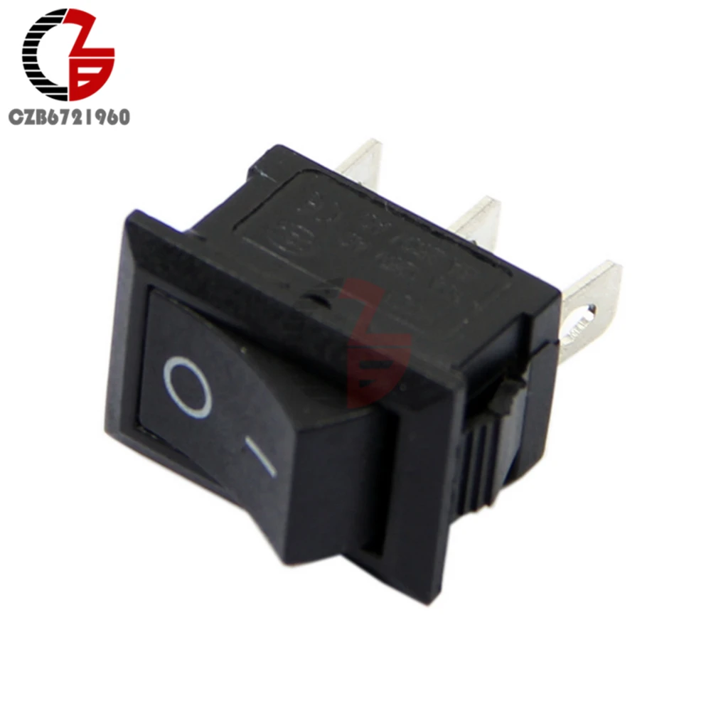 5 шт. AC 6A/250V 10A/125V 3 изоляционный контактный зажим оснастки ВКЛ-ВЫКЛ черный желобковый выключатель рокера