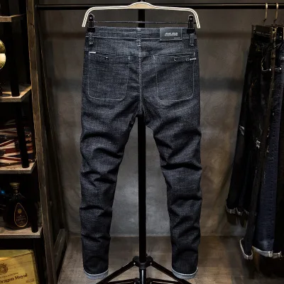 CHOLYL Новые мужские джинсы обтягивающие эластичные потертые повседневные однотонные черные весна лето мужские джинсы из денима облегающие классические мужские джинсы