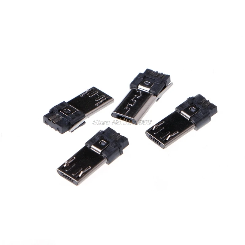 10 комплектов Micro USB тип сварки Мужской 5 штепсельный разъем w/пластиковая крышка 4 в