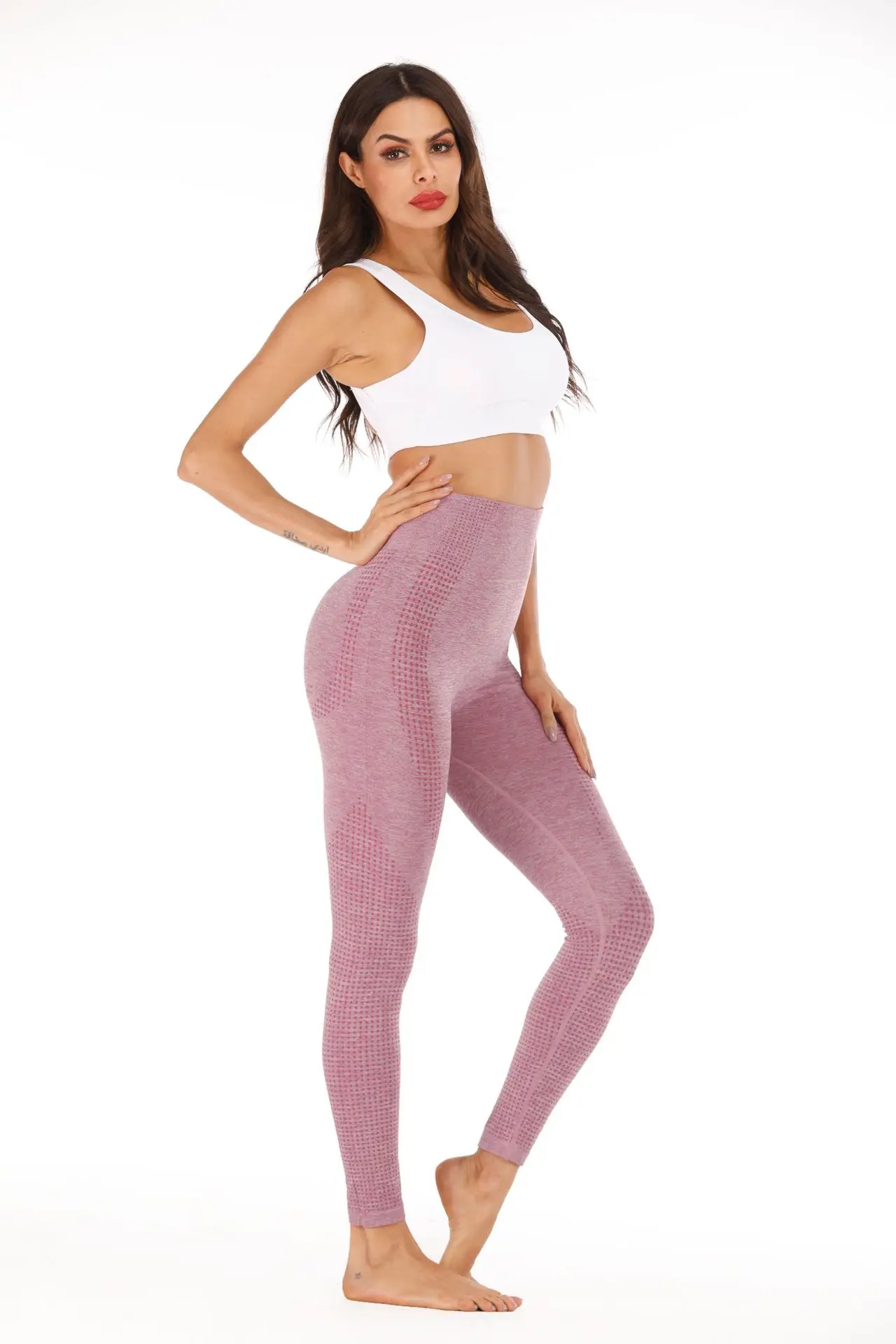 Высокая талия без трусов Фитнес Спорт обтягивающие бег dri fit Бесшовные Леггинсы для женщин Йога Брюки