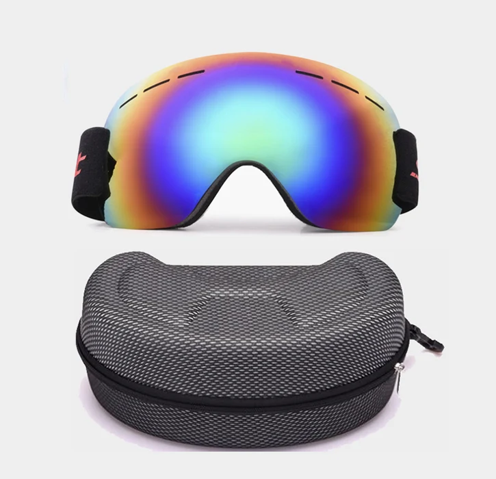 Green (with case) Высокое качество лыжные очки UV400 противотуманные мужские и женские лыжные очки сноуборд большая маска с коробкой - Цвет: Green (with case)