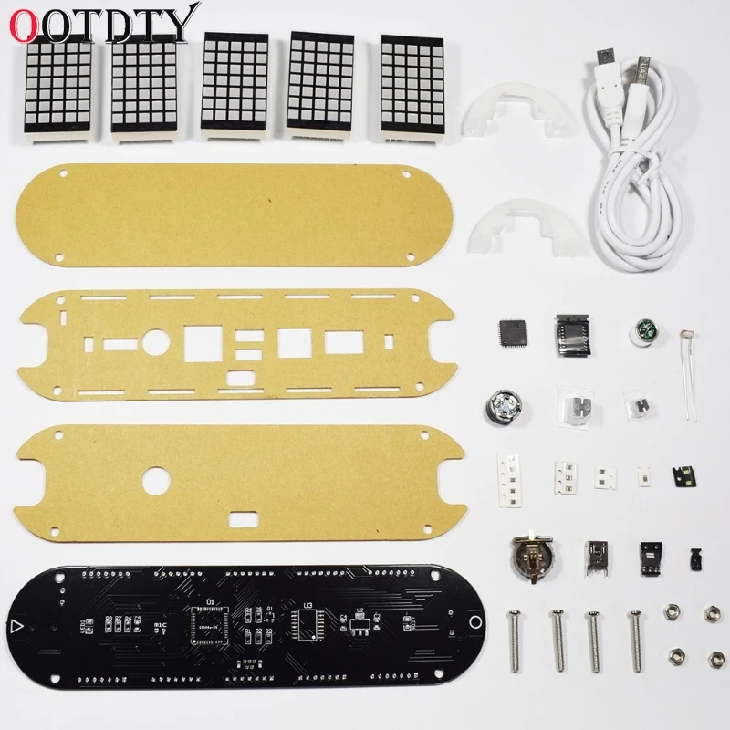OOTDTY DS3231 измеритель температуры Высокая точность DIY цифровой точечный матричный светодиодный Будильник комплект с прозрачным чехол отображение даты и времени