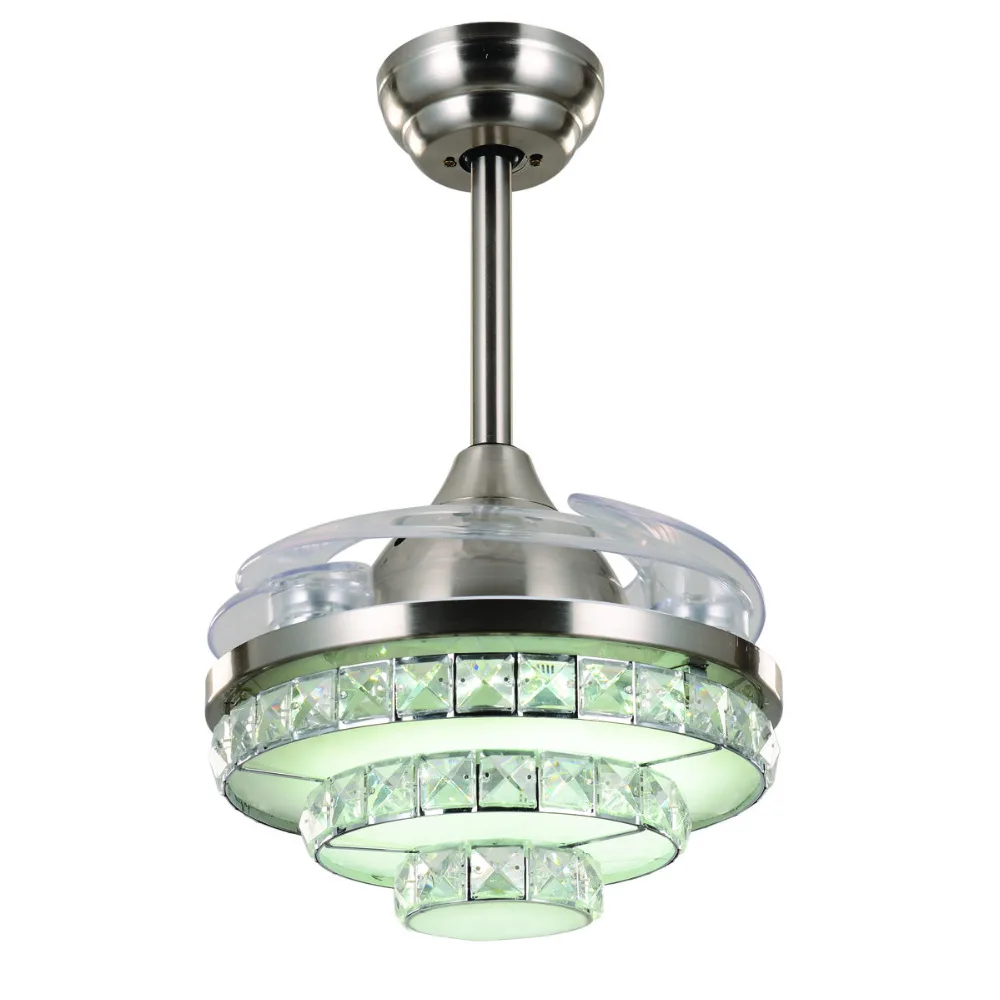 Хрустальный потолочный вентилятор светодиодный лампа 32 дюйма 3 листа с 2