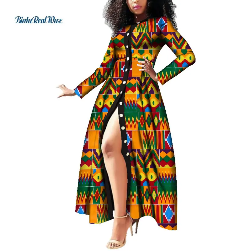 Африканские платья для женщин с восковым принтом, длинные платья Vestido Bazin Riche Dashiki, женская одежда в африканском стиле WY3785