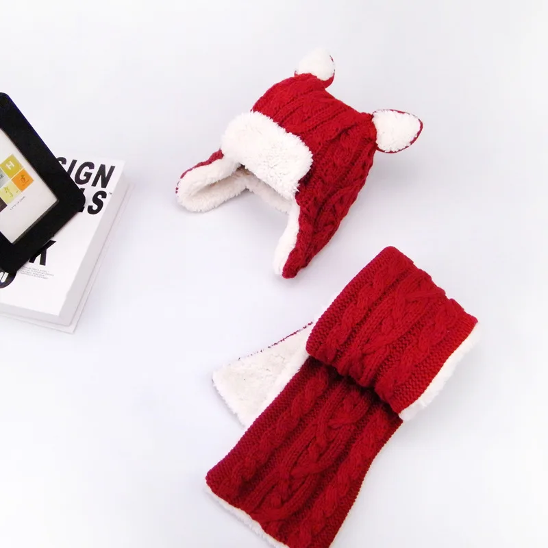 2 шт./компл. Милая Красная детская зимняя шапка для девочек и мальчиков KF276 |