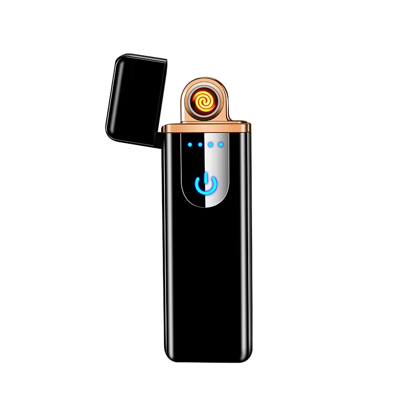 USB Перезаряжаемый сенсорный экран электронный вольфрамовый цинковый сплав прикуриватель беспламенный перезаряжаемый бурелом брикет