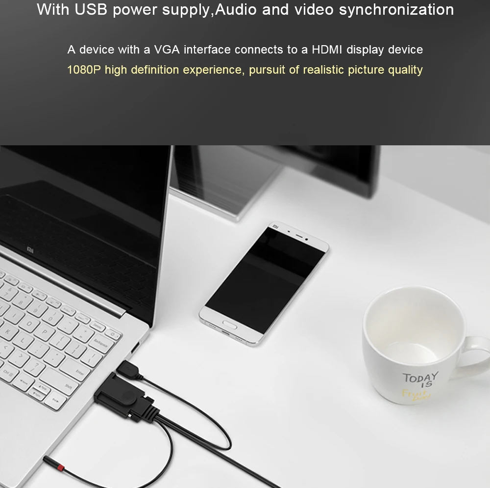 QGEEM VGA в HDMI кабель с аудио 1080 P@ 60 Гц VGA HDMI адаптер конвертер мужчин и мужчин для ноутбука проектор Ps3 Xbox HDMI VGA