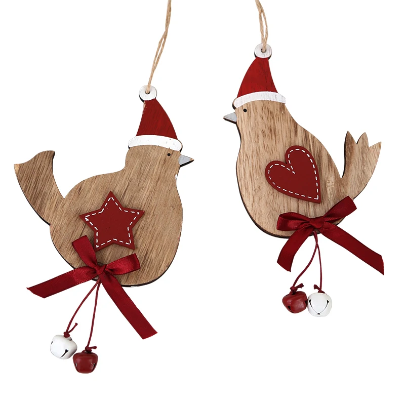 Набор из 2 предметов рождественские деревянные подвесные украшения птица с