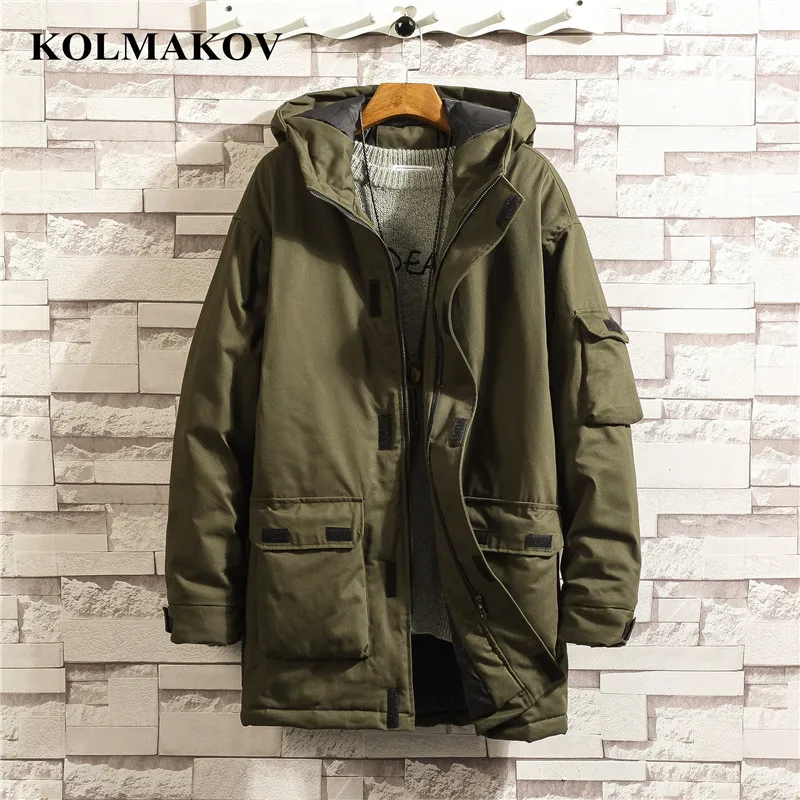 Мужская парка с капюшоном KOLMAKOV теплая из хлопка на молнии большие размеры 5XL для