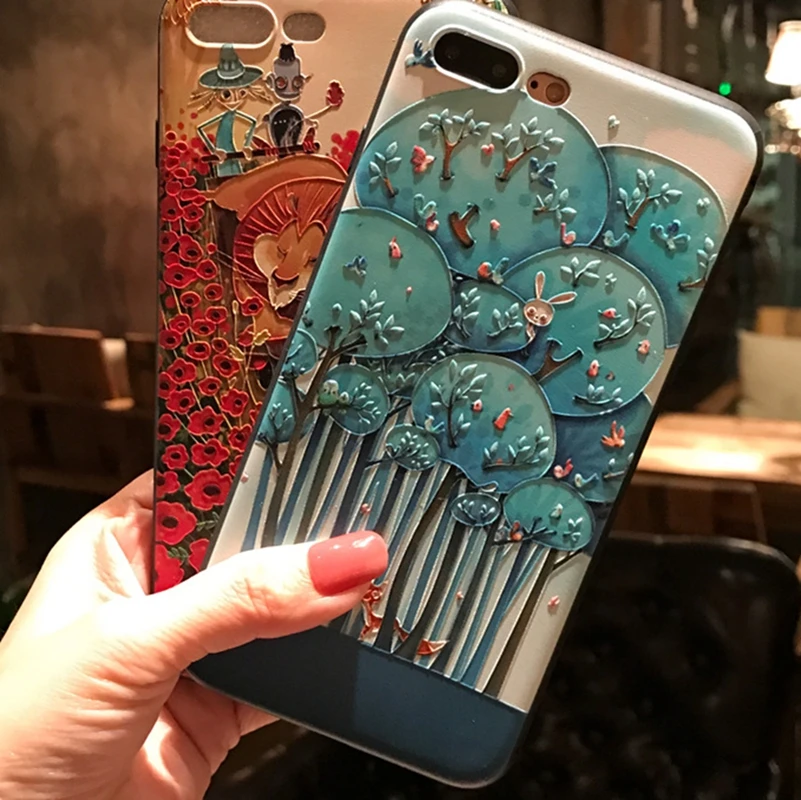 Аниме тисненый чехол с милым котом для iPhone 6 S plus 7 XS 8 эстетический матовый чучело