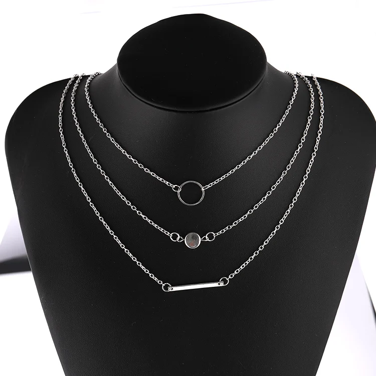 

Fashion Maxi Statement Multilayer Necklace Multi-element Metal Rod Circles Geometric Round Chokers Necklaces Women Jewelry