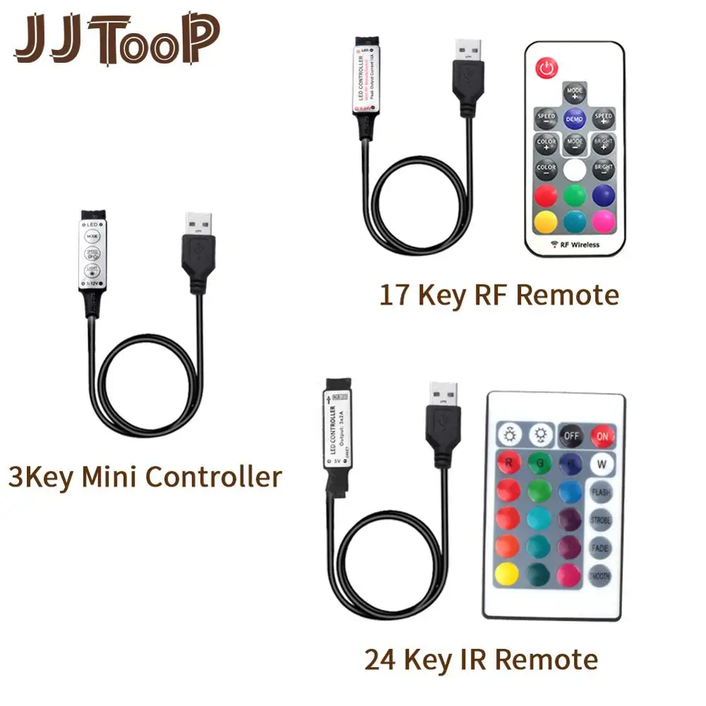 

RF беспроводной контроллер 3KEY 17KEY IR 24KEY пульт дистанционного управления для DC 5V USB светодиодный RGB полоса
