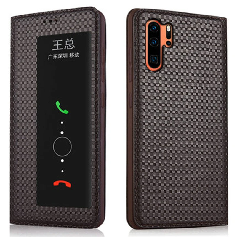Умный вкл/выкл крокодиловый принт чехол для телефона для huawei P30 Pro Вид из окна натуральная кожа чехол для huawei P30Pro Fundas кожа