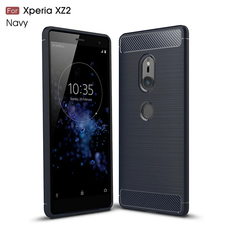 Углеродного волокна матовый Силиконовый чехол на sony Xperia XZ2 случае чехля сумка