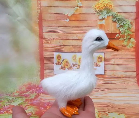 

about 13x13cm white duck hard model ,polyethylene&furs handicraft Figurines&Miniatures home decoration toy gift a2896