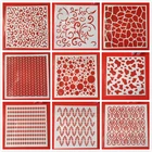 9 шт.компл. 13 см волнистые трафареты с волнистой текстурой для творчества, слойные трафареты, рисунок, фотообои, шаблон для карт