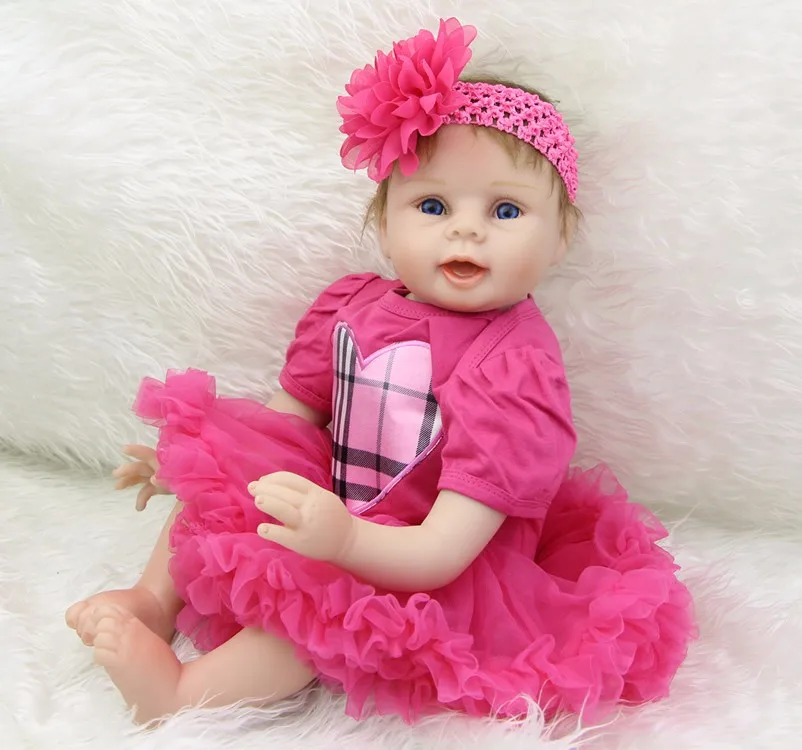 

22inch 55cm adorable reborn Silicone Reborn babies soft body toy dolls Lifelike vinyl newborn babies girls toys birthday gifts