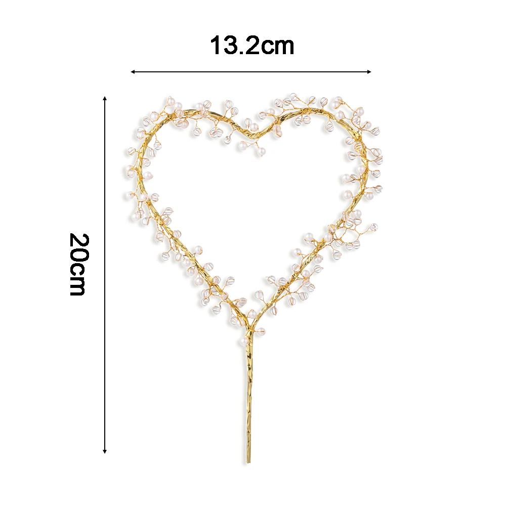 1 шт. топперы для торта в форме сердца со светодиодной подсветкой и жемчугом