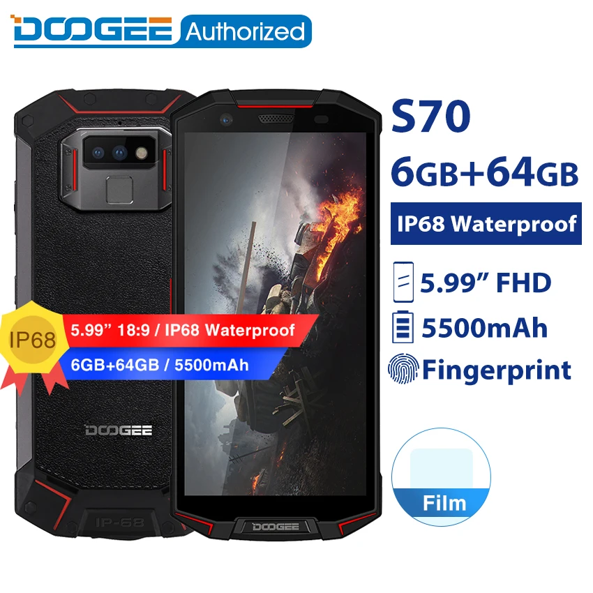 DOOGEE S70 смартфон с 5 дюймовым дисплеем восьмиядерным процессором Helio P23 ОЗУ 6 ГБ ПЗУ