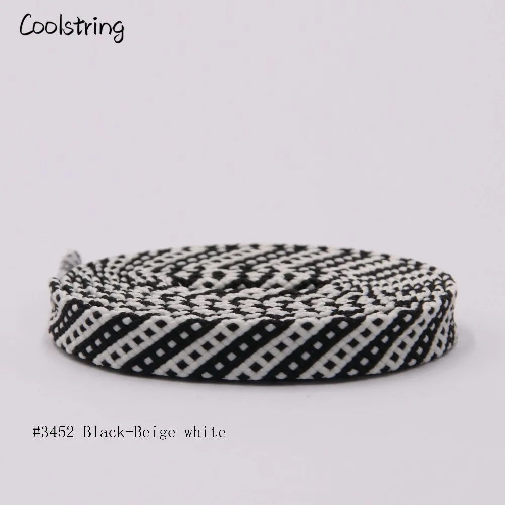 3452 Black-Beige whi Coolstring 0,7 см уличные тренировочные шнурки для обуви, эксклюзивные Полиэстеровые плоские Саржевые клетчатые теннисные туфли с кружевами, сменные шнурки 60-180 - Цвет: 3452 Black-Beige whi