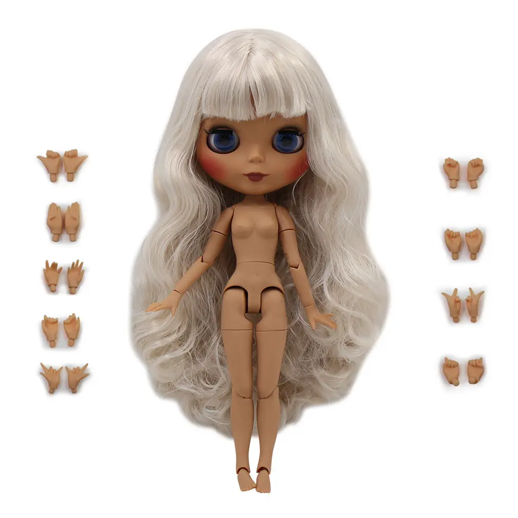 dark skin Ледяная фабрика Blyth кукла шарнир тело DIY игрушки BJD 30 см 1/6 модные куклы девочка подарок Специальное предложение на продажу - Цвет: dark skin