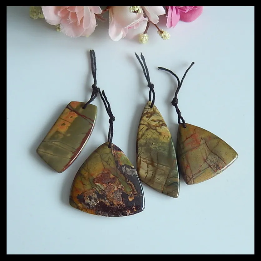 

Wholesale,4pcs Natural Multi-color Picasso Jasper Pendants,34x33x5mm,29x27x5mm,24.5g