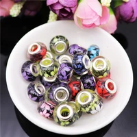 20pcslot mixed color round flower acrylic beads for jewelry making large hole beads spacer fit pandora bracelet diy necklace