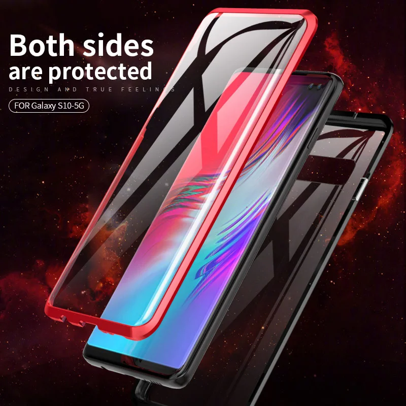360 Передний + задний стеклянный защитный Магнитный чехол для Samsung S10 Plus S10E A30 A50 A70 A7