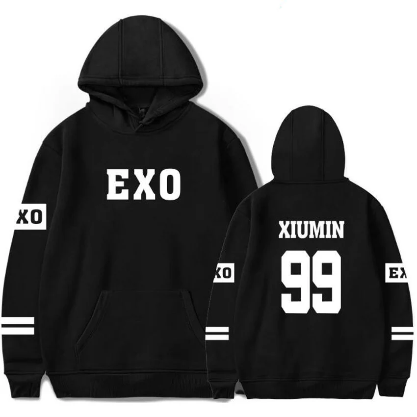 Корейский Kpop Exo толстовки для мужчин и женщин Harajuku флисовый пуловер с длинным