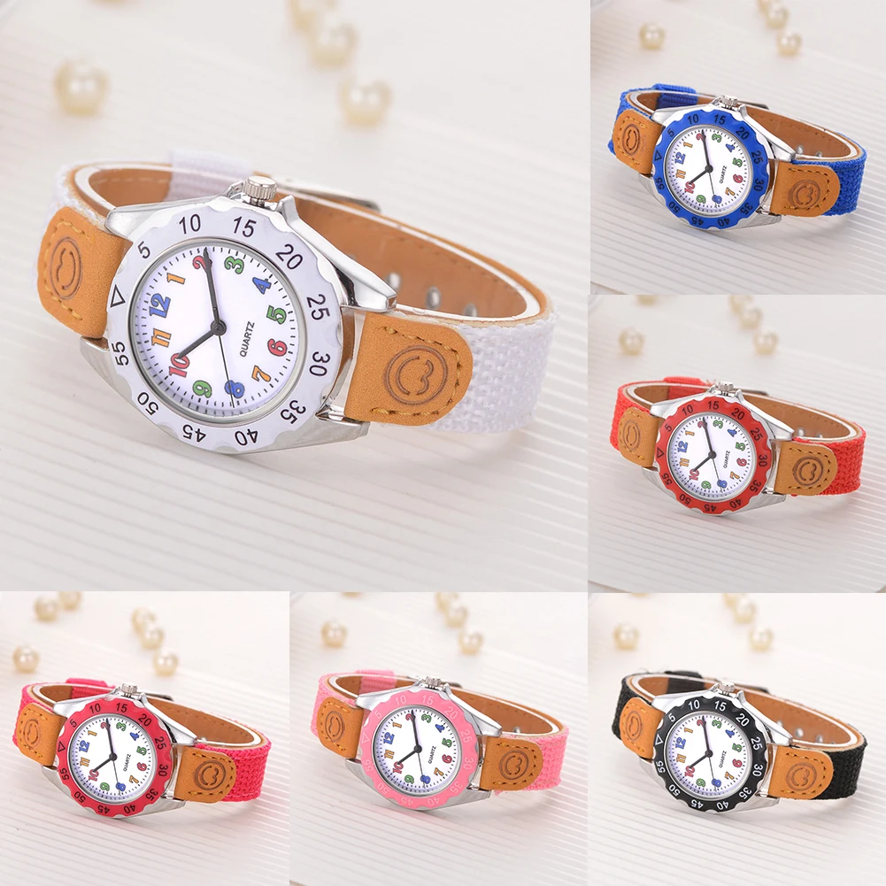 Relojes модные детские наручные часы с арабскими цифрами и нейлоновым ремешком, аналоговые кварцевые часы reloj, Детские часы с круглым циферблатом, прочные