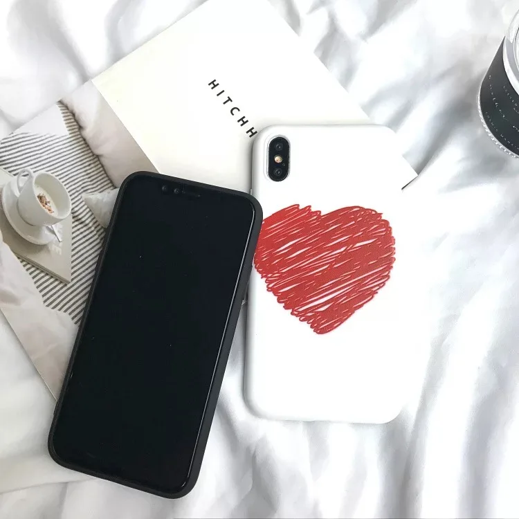Lover Simple Heart Cases For Iphonex 7 PLUS 6 6S 8 Mobile Phone Case Soft Silicone Tpu Back Covers Iphone6 plus Funda |