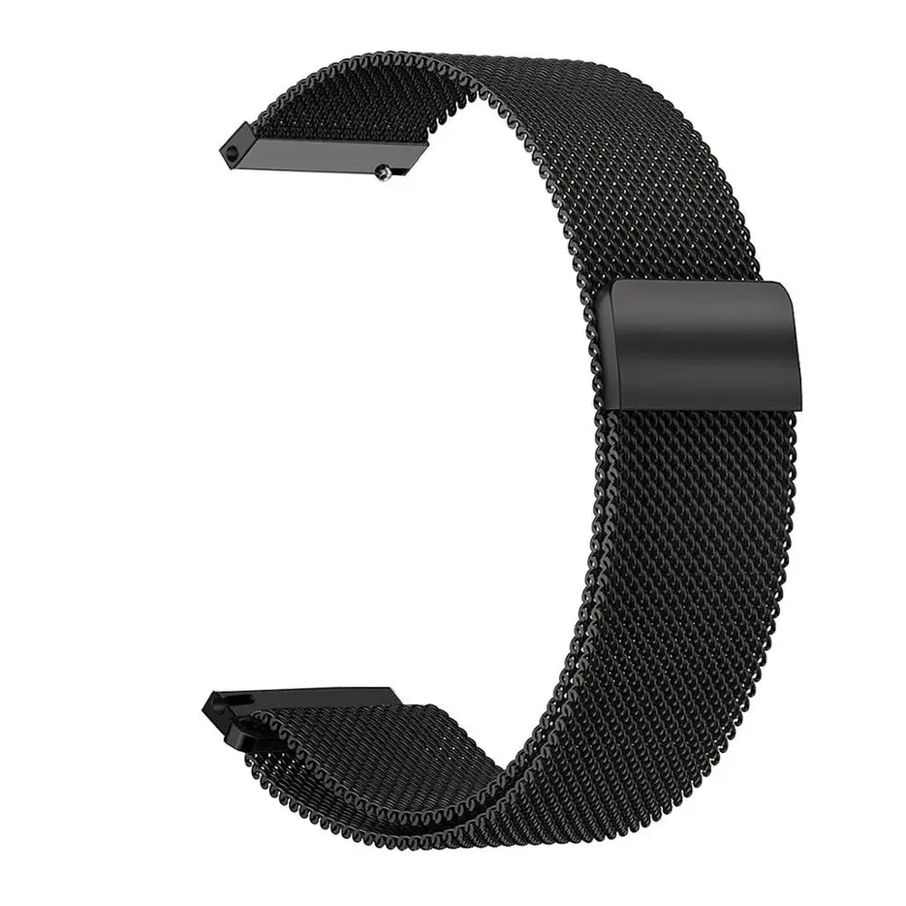 Миланский ремешок для часов 18 мм/20 мм/22 мм для samsung Galaxy Watch Active/42/46 мм Шестерни S3 S2 Amazfit Bip huawei GT 2 Сталь ремешок на запястье - Цвет ремешка: Black