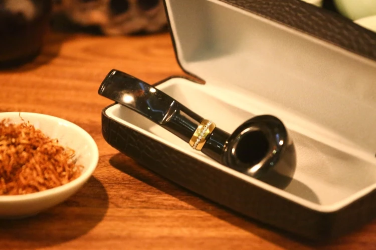 

Ebony Wood bucket Vintage bent pipe tobacco pipe portable men's health Smoking Pipe p1301