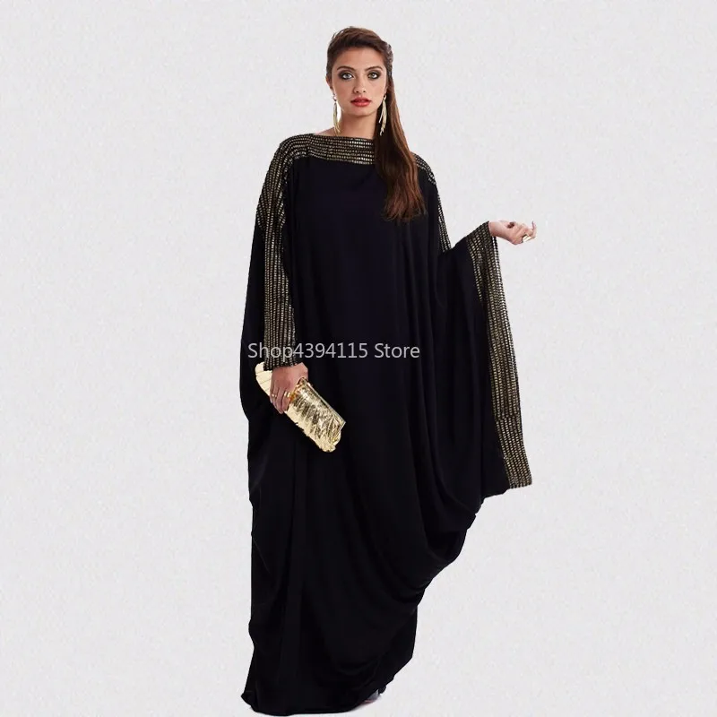 Arabic Elegant Loose Abaya Dubai Vestidos Kaftan Islamic Turkey Muslim Long Dress Clothing Women Black Robe Femme Plus Size 6XL |