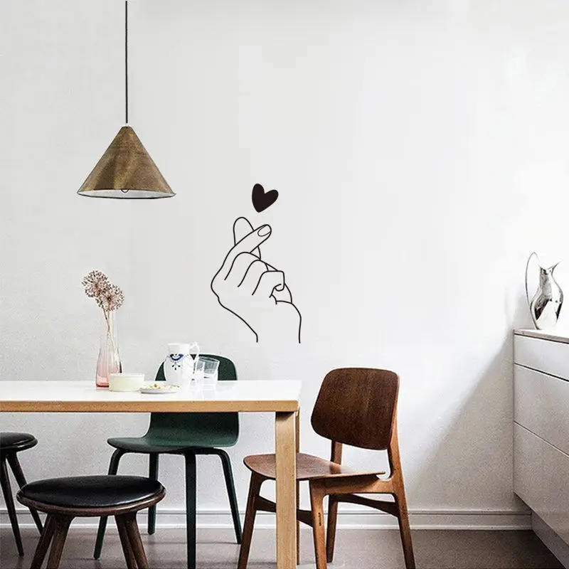 

Ins Finger Heart Nordic Style Vinyl Wall Sticker Art Decal For Kids Girls Bedroom Living Room Decoration Home Decor Wallstickers