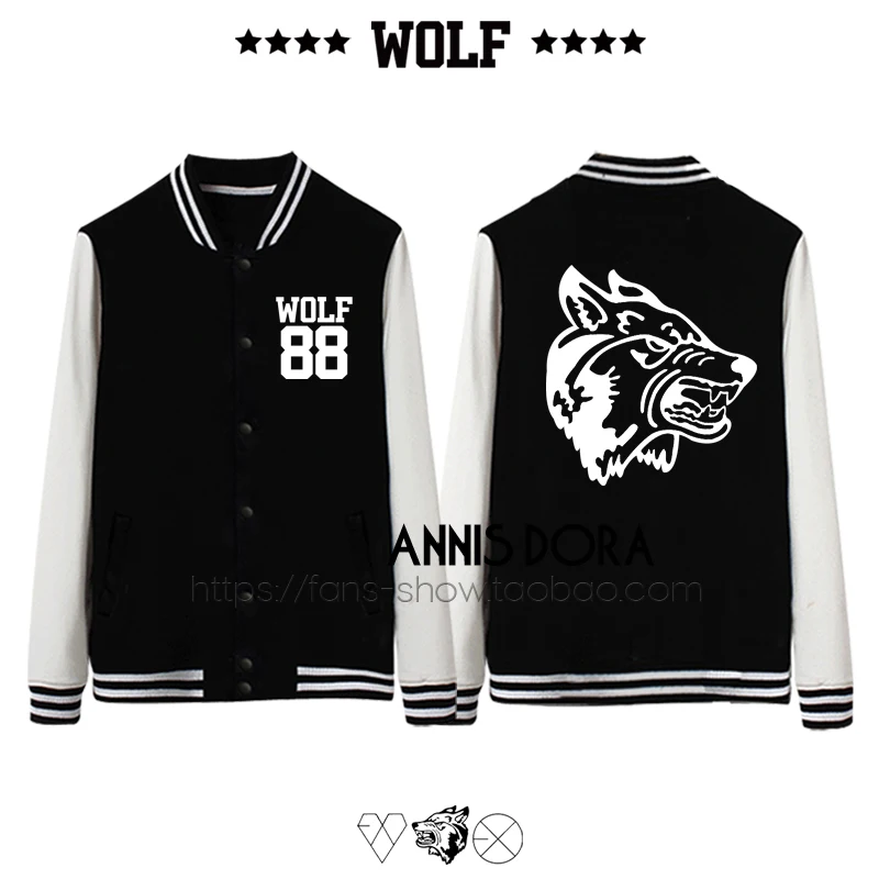 KPOP EXO WOLF 88 LUHAN TAO KAI KRIS BAEKHYUN CHANYEOL CHEN SOHU SEHUN XIUMIN Стильная хлопковая флисовая
