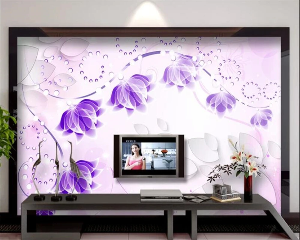 Красивые обои beibehang с фиолетовыми фантазийными цветами 3d для комнаты фон