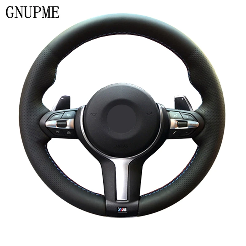 GNUPME-cubierta de cuero genuino para volante de coche, accesorio para BMW M3 M4 2014 - 2016 F31 428i 2015 F30 320d 328i 330i 2016