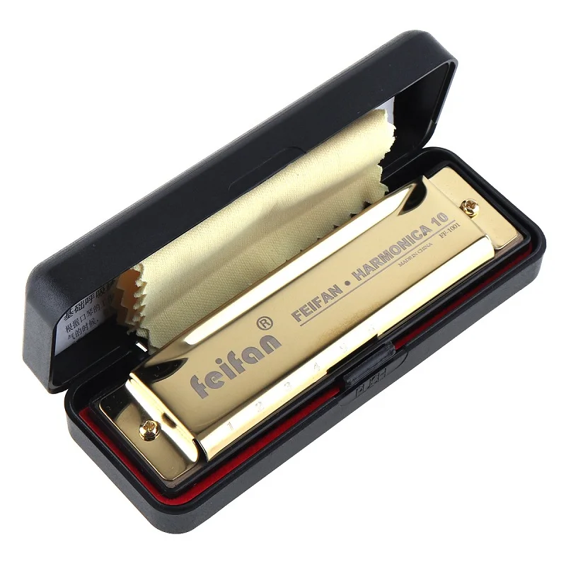 gold 10 отверстий 20 Тон матовое золото/черный губная гармоника блюз Арфа рот орган из нержавеющей стали музыкальный инструмент для начинающих - Цвет: gold