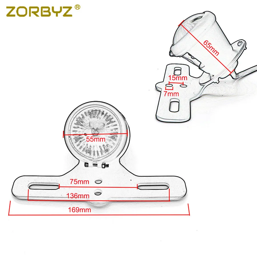 ZORBYZ мотоциклетный Черный винтажный стиль Bates светодиодный задний стоп